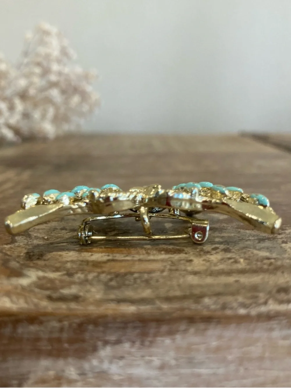 Vintage Gerry’s Gold Tone and Light Turquoise Colored Butterfly Brooch / Pendant